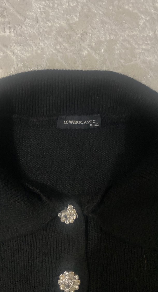 Düğmeli Siyah Kadın Triko Sweatshirt - Görsel 3