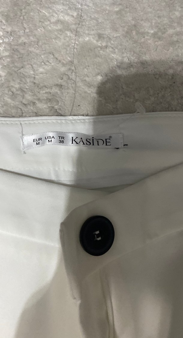 Beyaz Kadın Kumaş Pantolon Midi Boy - Görsel 3