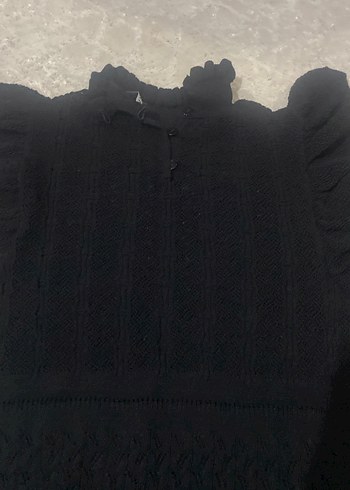 Fırfırlı Siyah Kadın Triko Süveter - Görsel 2