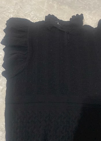 Fırfırlı Siyah Kadın Triko Süveter - Görsel 3