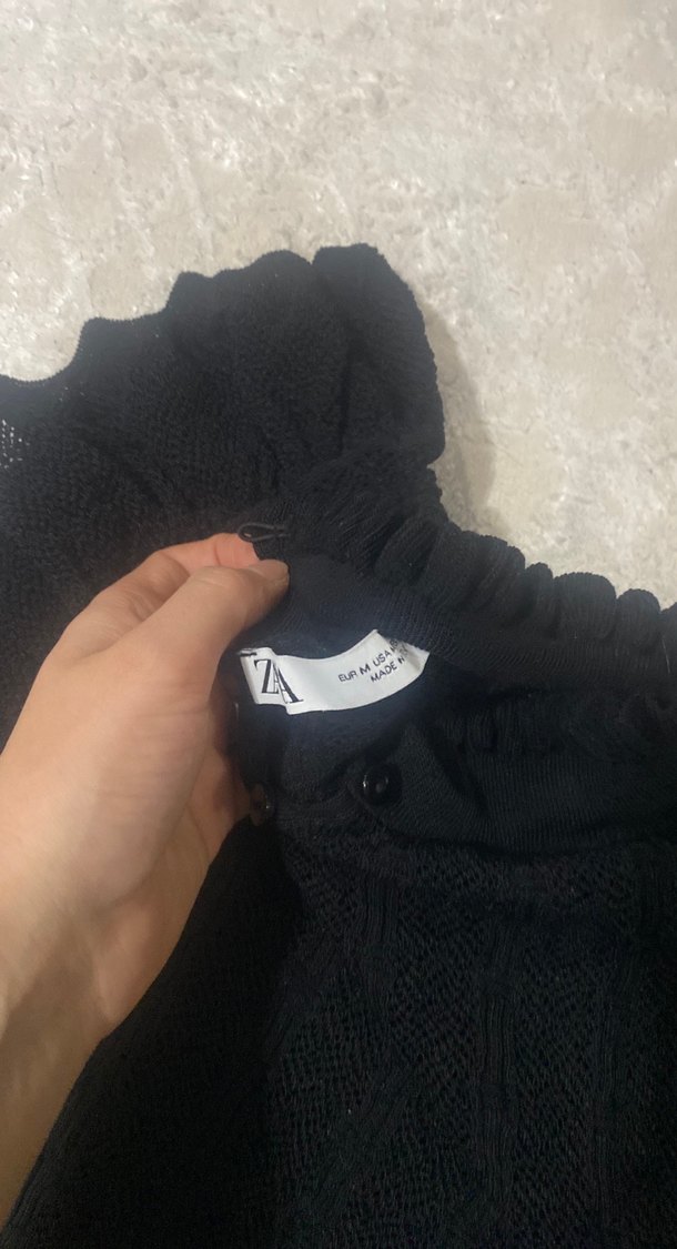 Fırfırlı Siyah Kadın Triko Süveter - Görsel 5