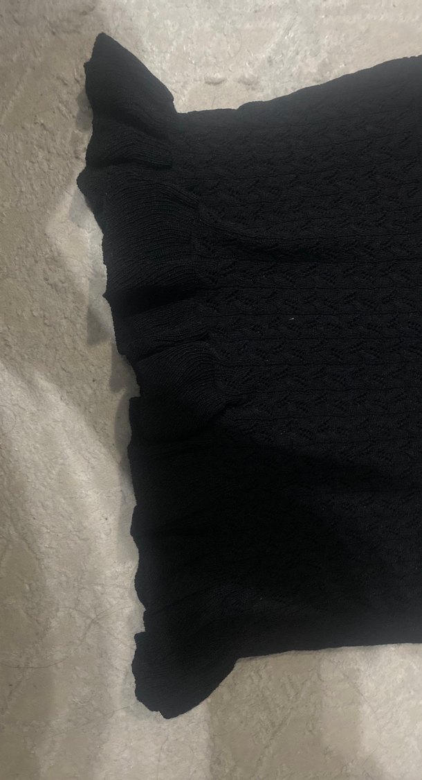 Fırfırlı Siyah Kadın Triko Süveter - Görsel 4