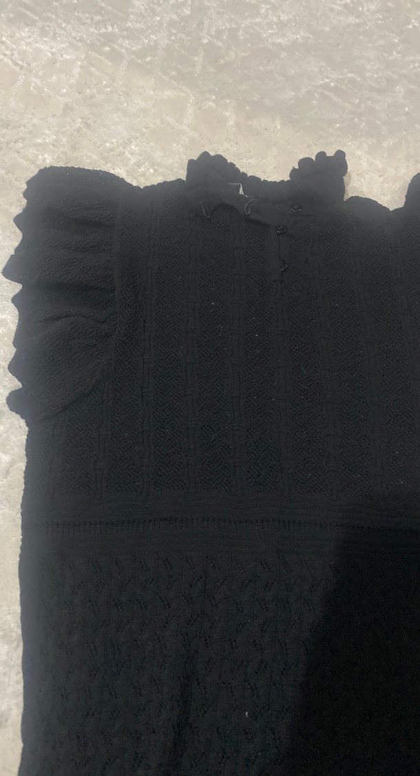 Fırfırlı Siyah Kadın Triko Süveter - Görsel 3