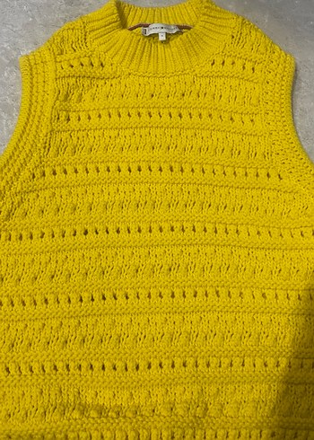 Sarı Örgü Kadın Süveter Yüksek Yakalı - Görsel 2