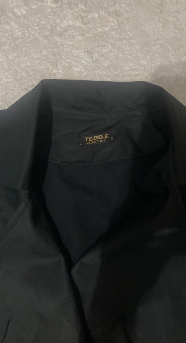 Siyah Uzun Keten Kadın Trençkot - Görsel 3