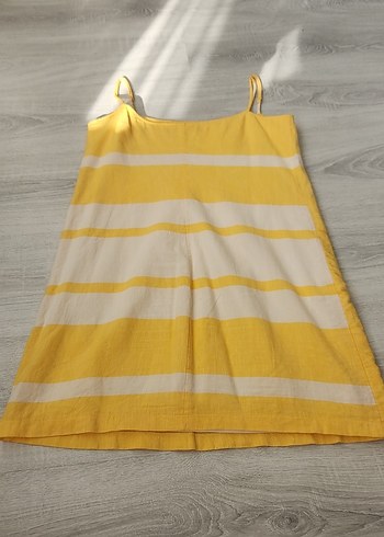 Sarı mini günlük astarlı kadın elbise