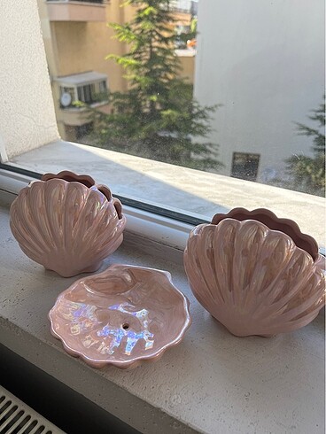 Vintage deniz kabuğu banyo seti