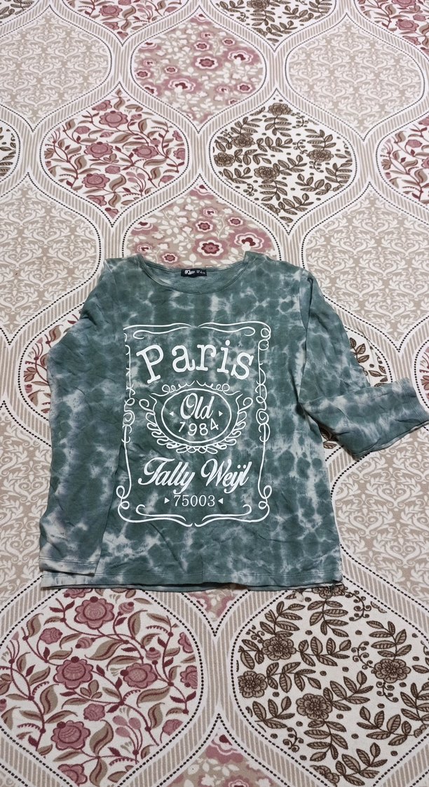 Gri Batik Desenli Uzun Kollu Kız Tişörtü - Görsel 2