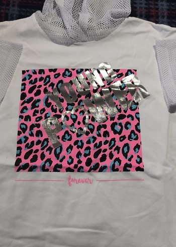 Kız Çocuk Kapüşonlu Baskılı Tişört - Görsel 2