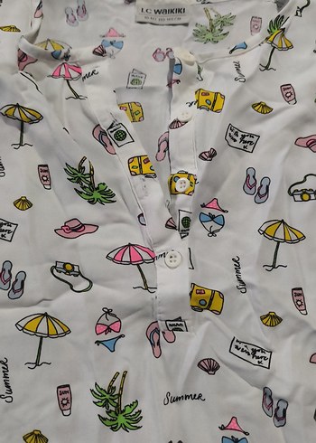 Çok Renkli Desenli kız çocuk gömlek - Görsel 3