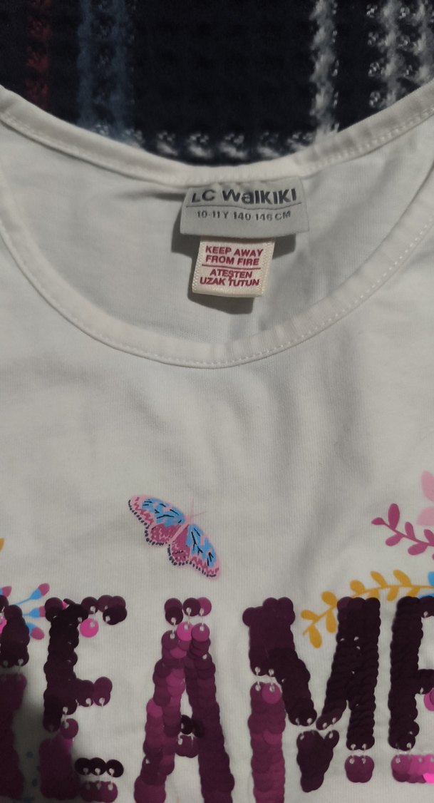 Kız Çocuk Beyaz Uzun Kollu Dantel Detaylı Tişört - Görsel 4