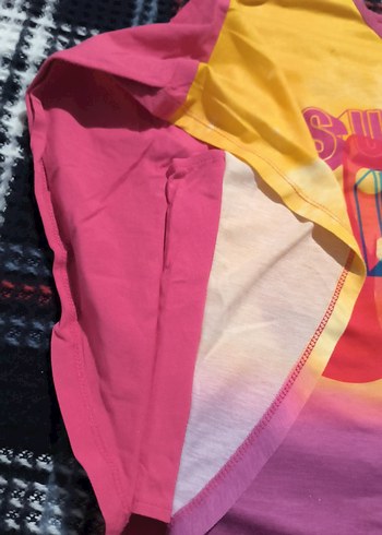 Renkli Disney baskılı kız çocuk panço t-shirt - Görsel 3