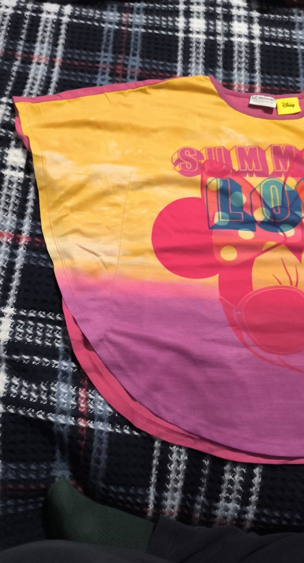 Renkli Disney baskılı kız çocuk panço t-shirt - Görsel 2