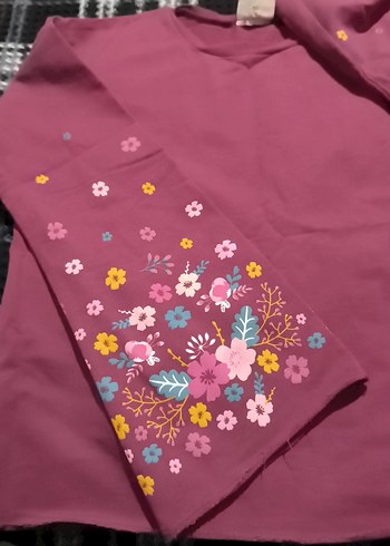 Çiçek Baskılı Mor Kız Çocuk bluz - Görsel 4