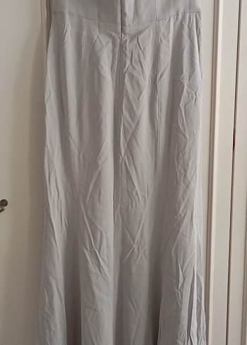 Bej Drapeli Uzun Straplez Abiye Elbise - Görsel 6