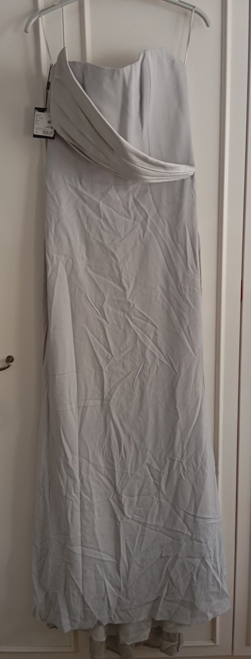 Bej Drapeli Uzun Straplez Abiye Elbise - Görsel 4