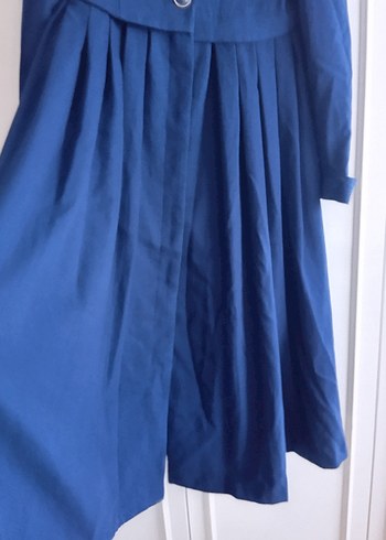 Lacivert Kadın Düğmeli Uzun Kaban - Görsel 3