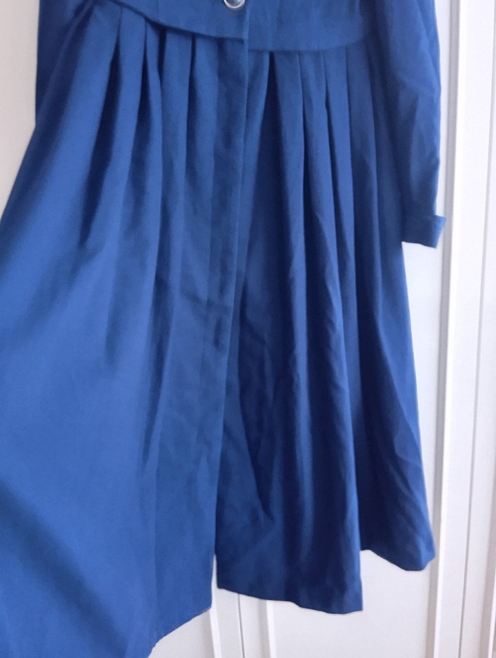 Lacivert Kadın Düğmeli Uzun Kaban - Görsel 3