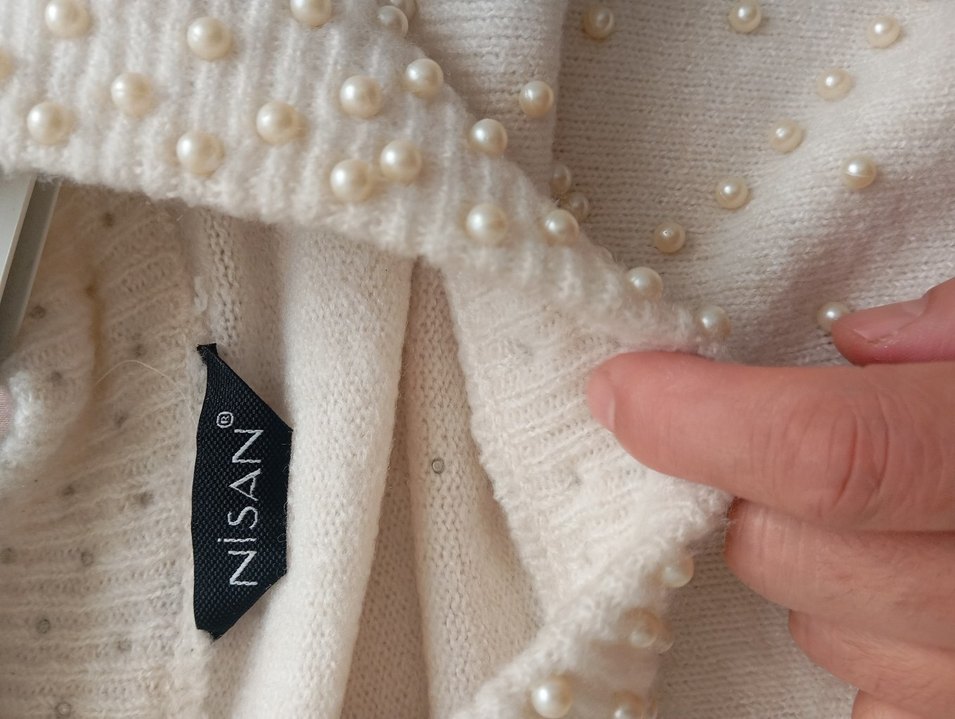 İnci İşlemeli Krem Triko Kazak - Görsel 3