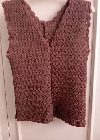 Kahverengi Örgü Kolsuz Bohem Tulum - Görsel 3