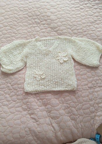 Beyaz Bohem Nakışlı Kız Triko - Görsel 4