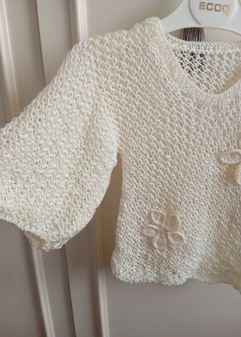 Beyaz Bohem Nakışlı Kız Triko - Görsel 2