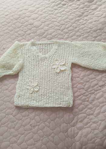 Beyaz Bohem Nakışlı Kız Triko - Görsel 5