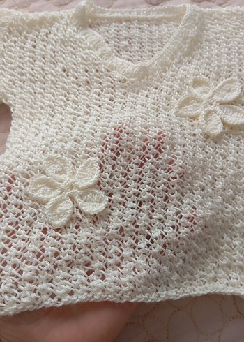 Beyaz Bohem Nakışlı Kız Triko - Görsel 6