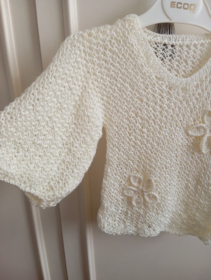 Beyaz Bohem Nakışlı Kız Triko - Görsel 2