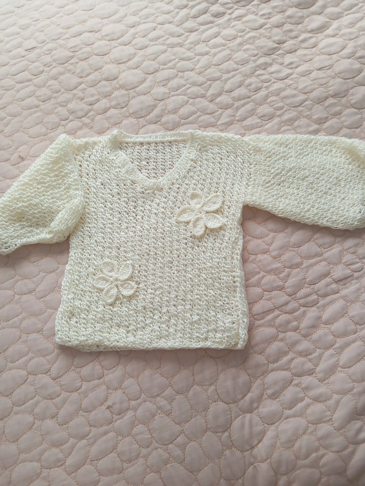 Beyaz Bohem Nakışlı Kız Triko - Görsel 5