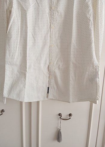 Beyaz Erkek Keten Gömlek, Düğmeli, Uzun Kollu - Görsel 7