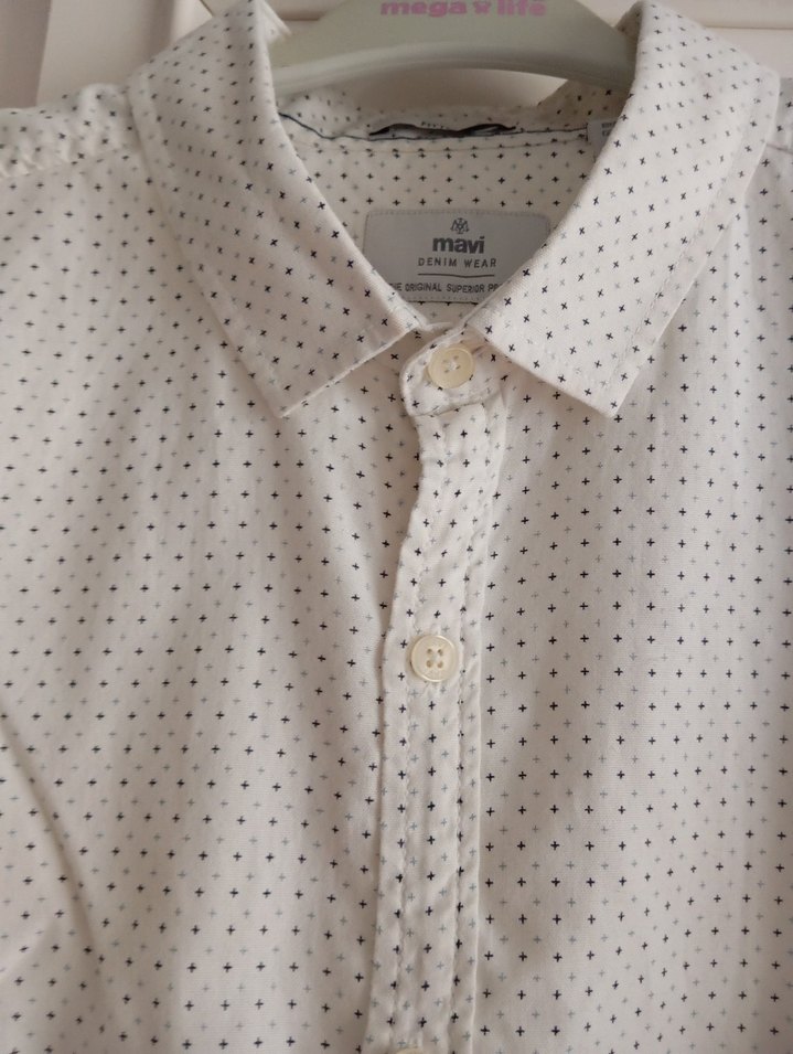 Beyaz Erkek Keten Gömlek, Düğmeli, Uzun Kollu - Görsel 2