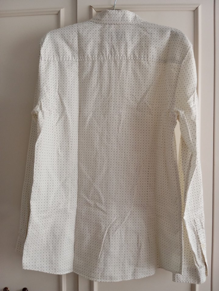 Beyaz Erkek Keten Gömlek, Düğmeli, Uzun Kollu - Görsel 3