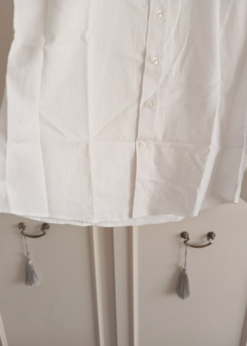 Düğmeli Beyaz Erkek Pamuk Gömlek - Görsel 6