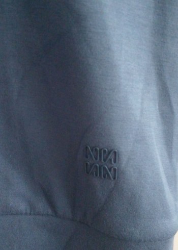 Kadın Mavi V Yaka Kısa Kollu Sweatshirt - Görsel 3