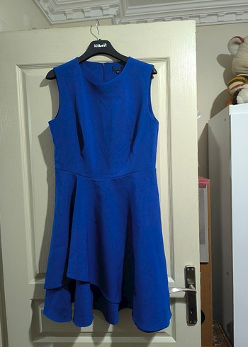 Mavi Kolsuz Midi Elbise - Görsel 4