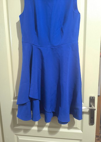 Mavi Kolsuz Midi Elbise - Görsel 5