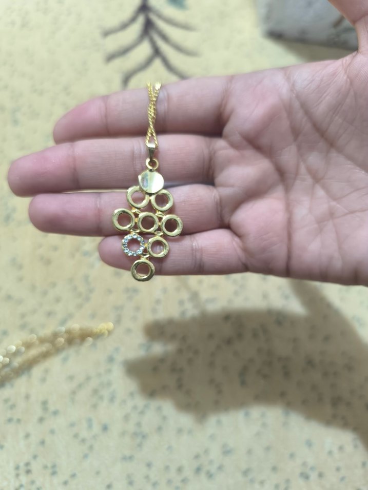 İşlemeli Zincir Detaylı Kadın kolye bileklik küpe set - Görsel 5