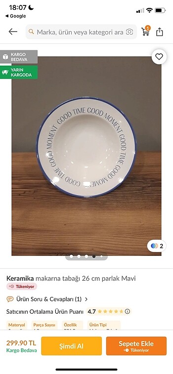 Beden Makarna tabağı