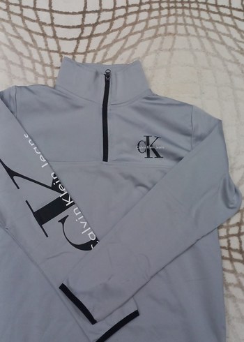 m Beden Gri Yarım Fermuarlı Erkek Sweatshirt