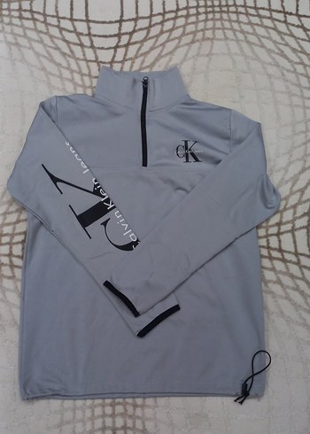 Gri Yarım Fermuarlı Erkek Sweatshirt