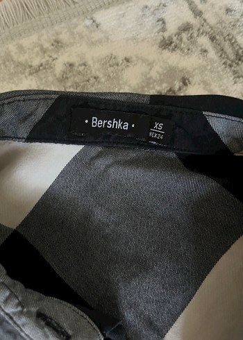Bershka Gri Ekoseli Uzun Kollu Kadın Gömlek