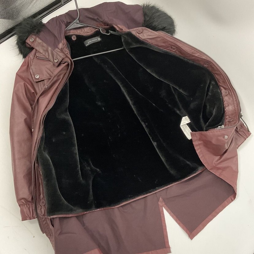 Kadın Bordo Deri Kürklü Midi mont - Görsel 5