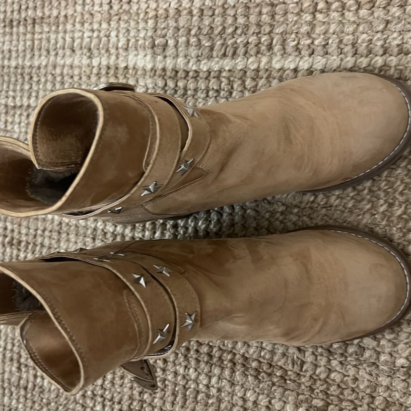 Bej Süet Tokalı Kadın Dolgu Topuk Bot - Görsel 5