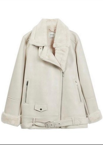 Bej Süet Tüylü Midi Kadın Ceket - Görsel 2