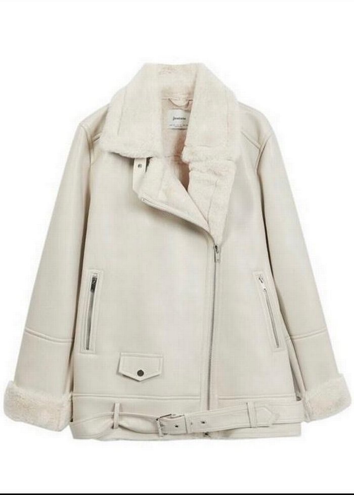 Bej Süet Tüylü Midi Kadın Ceket - Görsel 2