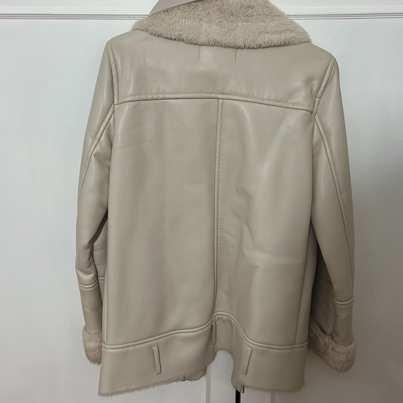 Bej Süet Tüylü Midi Kadın Ceket - Görsel 4