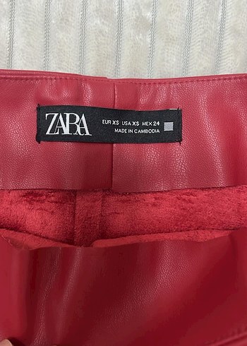 Bordo Deri Drapeli Mini Etek - Görsel 4