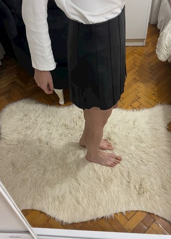 Siyah Pliseli Midi Kadın Etek - Görsel 6