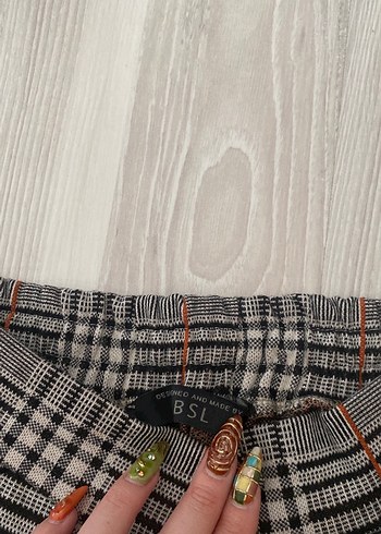 Gri Ekose Kemerli Kadın Kumaş Pantolon - Görsel 2